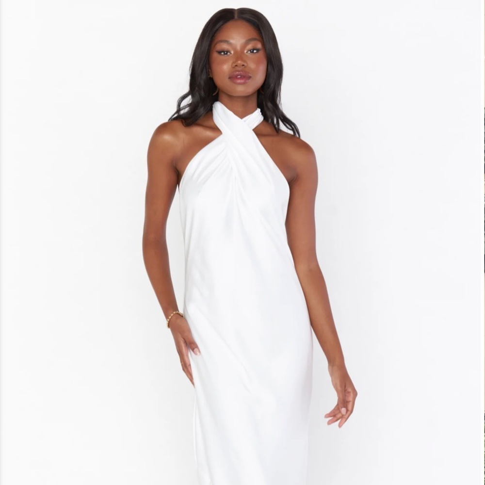Jasmine Maxi Halter Dress. Ivory, floor length. Never worn, new with tags